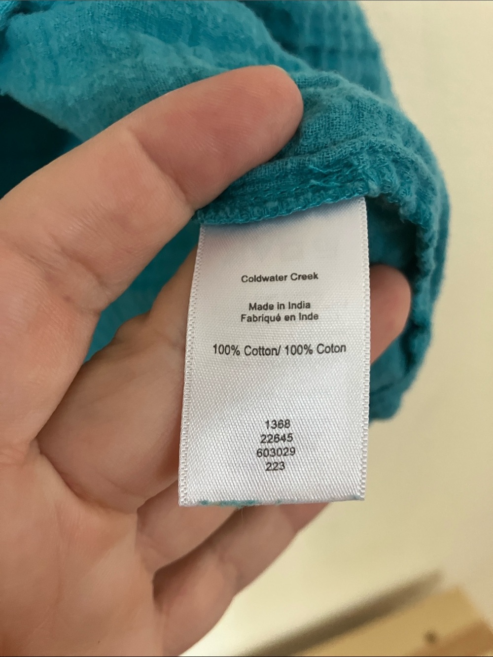 Coldwater Creek Muslin Cotton Blue Boxy Top, 1X - Picture 5 of 6